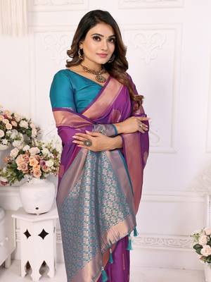Purple art Silk saree 1