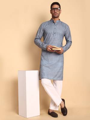 Chinoiserie digital print knee length kurta mandarin collar mandarin collar red small 1