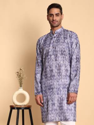 Brich leaf motif digital print knee length kurta mandarin collar mandarin collar coffee small 1