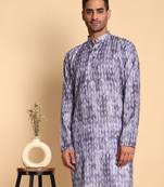 Brich leaf motif digital print knee length kurta mandarin collar mandarin collar coffee small