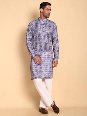 Brich leaf motif digital print knee length kurta mandarin collar mandarin collar coffee small 2