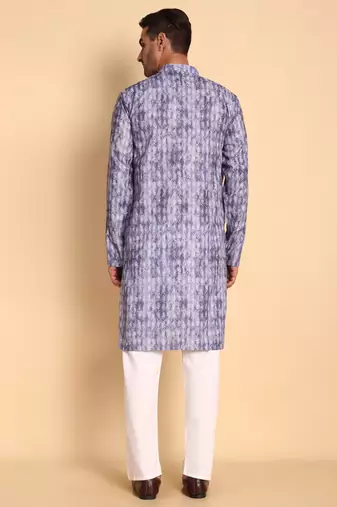 Brich leaf motif digital print knee length kurta mandarin collar mandarin collar coffee small