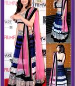 Alia Bhatt Net Fabric Semi Stitched Blue Lehenga Choli