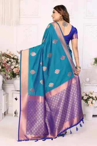 Blue Soft art Silk Saree