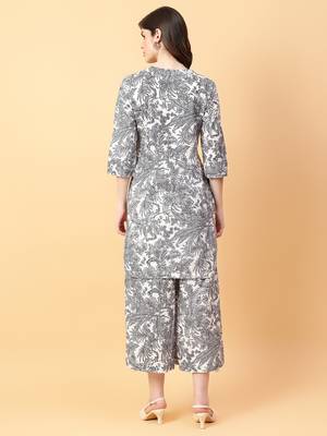 grey cotton printed & hand work co-ord set (set of 2) 4