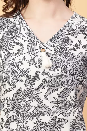 grey cotton printed & hand work co-ord set (set of 2)