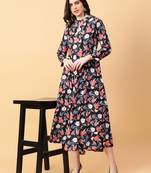 black cotton printed & hand work dress