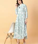 green cotton printed & hand work dress