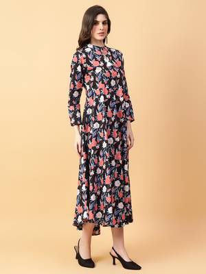 black cotton printed & hand work dress 3