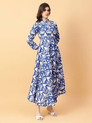 blue cotton printed & hand work dress 3