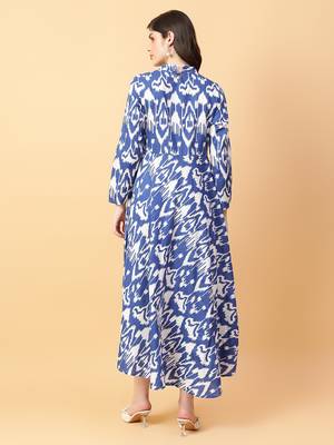 blue cotton printed & hand work dress 4