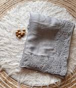 Grey Embroidered Chiffon Silk Saree