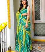 Charming Green Leheriya Gotta Patti Kota Art Silk Wear Saree
