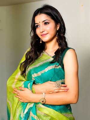 Charming Green Leheriya Gotta Patti Kota Art Silk Wear Saree 6