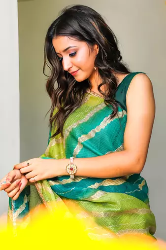 Charming Green Leheriya Gotta Patti Kota Art Silk Wear Saree