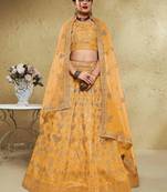 Styling Yellow Embroidered Silk Bridal Lehenga Choli With Dupatta