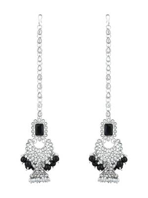 I jewels silver plated traditional kundan & pearl bridal choker necklace jewellery set  5