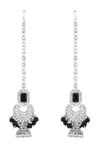 I jewels silver plated traditional kundan & pearl bridal choker necklace jewellery set 