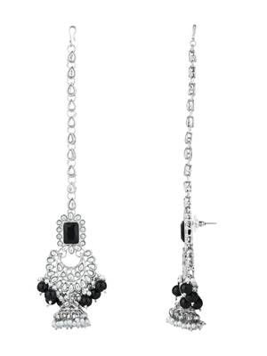I jewels silver plated traditional kundan & pearl bridal choker necklace jewellery set  6