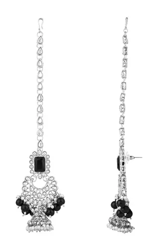 I jewels silver plated traditional kundan & pearl bridal choker necklace jewellery set 