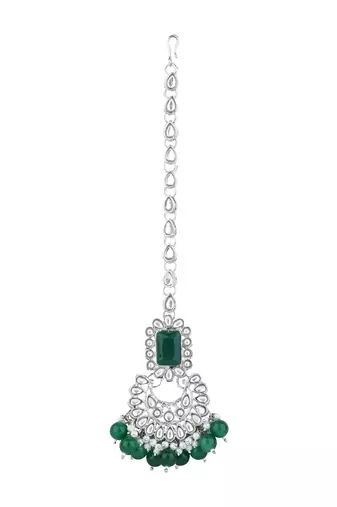 silver plated traditional kundan & pearl bridal choker necklace jewellery set 