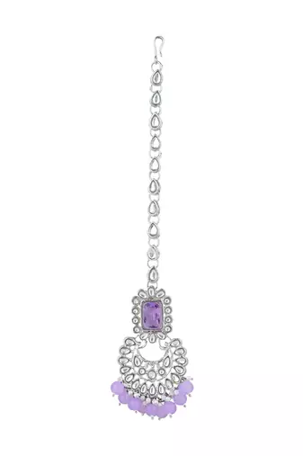 silver plated traditional kundan & pearl bridal choker necklace jewellery set 