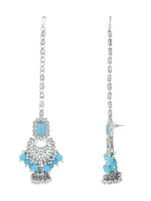 silver plated traditional kundan & pearl bridal choker necklace jewellery set  5