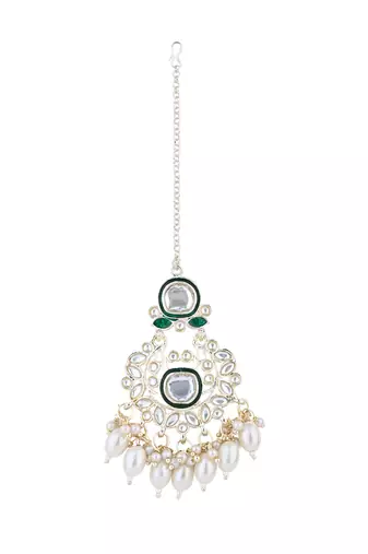 gold plated traditional kundan & pearl meenakari choker necklace jewellery set