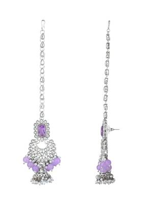 silver plated traditional kundan & pearl bridal choker necklace jewellery set  6