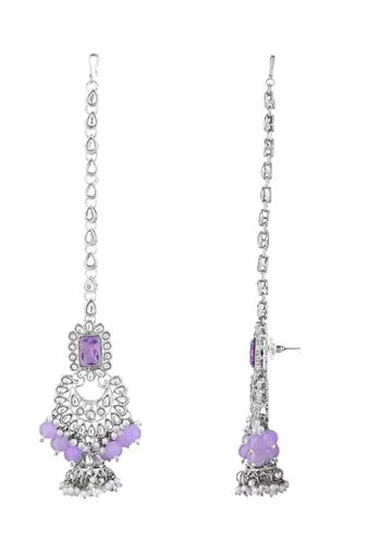 silver plated traditional kundan & pearl bridal choker necklace jewellery set 