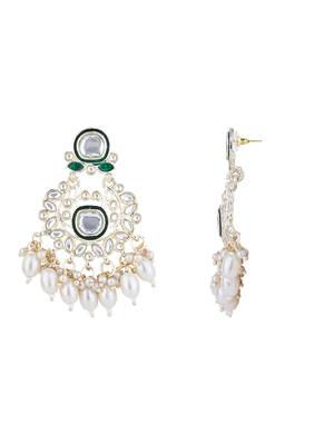 gold plated traditional kundan & pearl meenakari choker necklace jewellery set 6