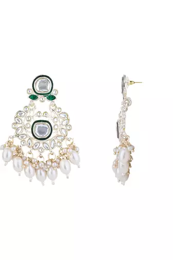 gold plated traditional kundan & pearl meenakari choker necklace jewellery set