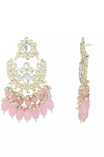I jewels gold plated traditional kundan & pearl choker necklace jewellery set 