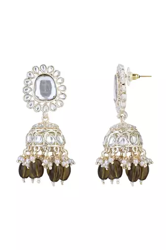 gold plated traditional kundan & pearl drop choker necklace jewellery set