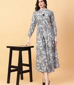 grey cotton printed & hand work dress