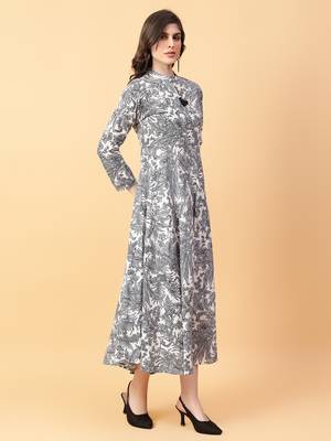 grey cotton printed & hand work dress 3