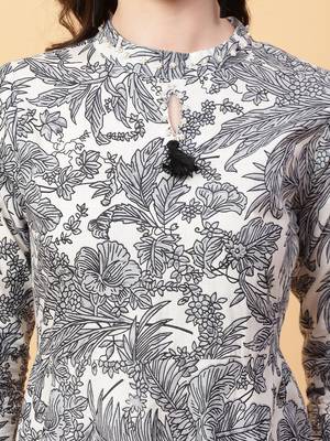 grey cotton printed & hand work dress 5