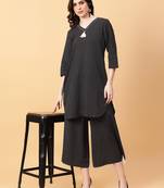 black cotton printed & hand work co-ord set (set of 2)