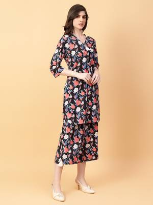 black cotton printed & hand work co-ord set (set of 2) 3