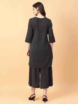 black cotton printed & hand work co-ord set (set of 2) 4