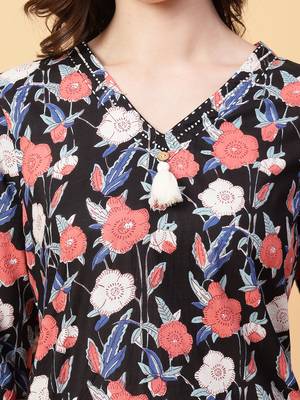 black cotton printed & hand work co-ord set (set of 2) 5