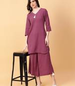 purple cotton khatha & hand work co-ord set (set of 2)