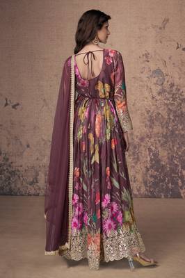 Wine Georgette Anarkali Suit for Women 2