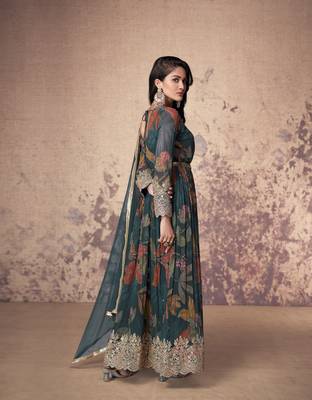 Green Georgette Anarkali Salwar Suit for Women 2