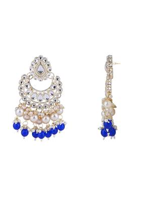 gold plated traditional kundan & pearl necklace jewellery with jhumka earrings set for women 4