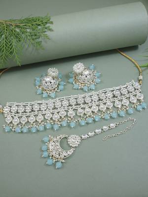 I jewels gold plated traditional kundan & pearl necklace jewellery with jhumka earrings set for women 1