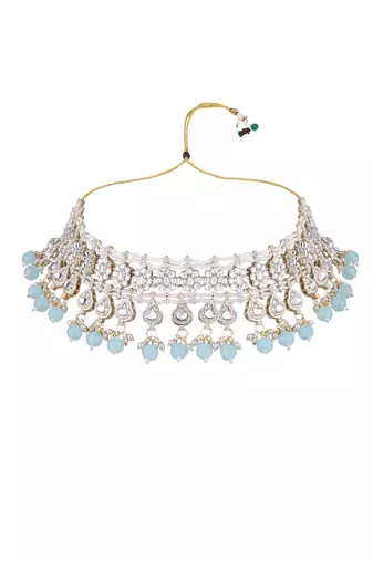 I jewels gold plated traditional kundan & pearl necklace jewellery with jhumka earrings set for women
