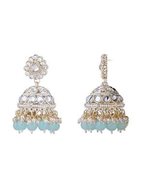 I jewels gold plated traditional kundan & pearl necklace jewellery with jhumka earrings set for women 4