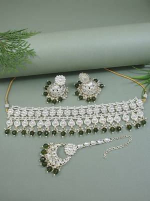I jewels gold plated traditional kundan & pearl necklace jewellery with jhumka earrings set for women 1