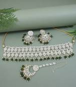 I jewels gold plated traditional kundan & pearl necklace jewellery with jhumka earrings set for women